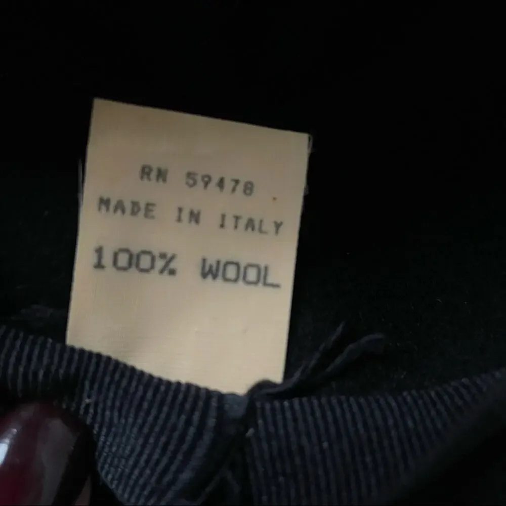Vintage Felted Wool Cloche Hat Ribbon Bow Trim Made in Italy Black EUC - Picture 3 of 10
